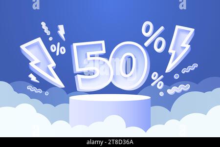 Sconto del 50%, offerta risparmio regalo, sconto banner speciale. Vettore Illustrazione Vettoriale