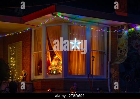 Lobethal, Australia meridionale, Australia - decorazioni natalizie, luci di Lobethal Foto Stock