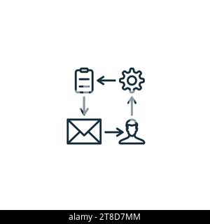 Icona contorno flusso di lavoro. Semplice insegna monocromatica della Productivity Collection. Icona del flusso di lavoro per logo, modelli, Web design e infografiche. Illustrazione Vettoriale