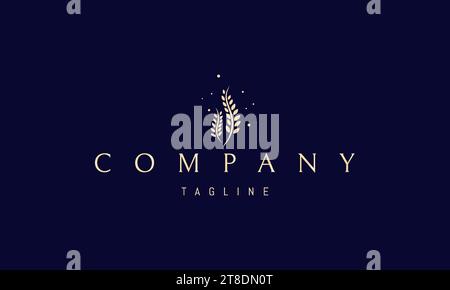 Logo Vector Golden con un'immagine astratta di due orecchie di grano. Illustrazione Vettoriale