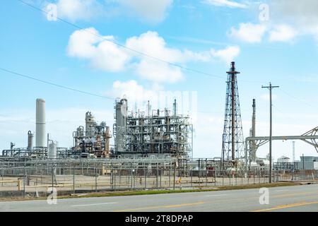 Raffineria di petrolio in Texas, vicino a Galveston, Stati Uniti Foto Stock