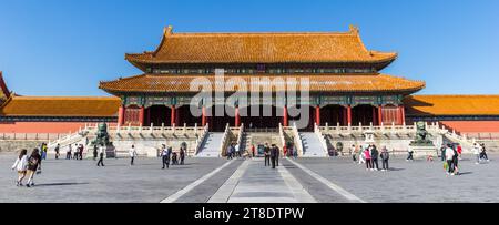 Vista panoramica della sala della Suprema armonia nella città Proibita di Pechino, Cina Foto Stock