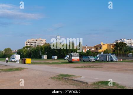 Camper aire El Puig De Santa Maria, a nord di la Pobla de Farnals, Spagna Foto Stock