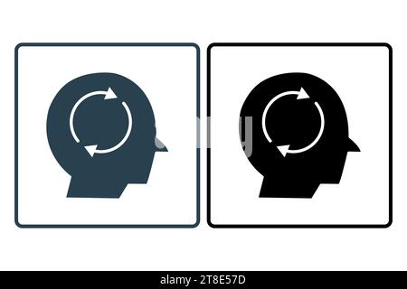 icona di aggiornamento mente. icona relativa alla salute mentale, meditazione, benessere. stile icona a tinta unita. semplice progettazione vettoriale modificabile Illustrazione Vettoriale