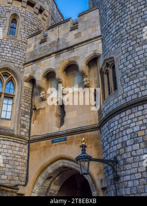 Norman Gate, Castello di Windsor, Windsor, Inghilterra, Regno Unito, GB. Foto Stock