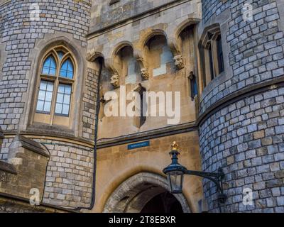 Norman Gate, Castello di Windsor, Windsor, Inghilterra, Regno Unito, GB. Foto Stock