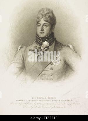 SUA ALTEZZA REALE GEORGE AUGUST FREDERICK, PRINCIPE DI GALLES. Da un'immagine originale di T. PHILLIPS, ESQ. R.A. nella sua Prossession disegnata da J. Wright, incisa da L. Schiavonetti. PUBBLICATO NEL PTOM. 11. 1809, DI T. CADELL & W. DAVIES, BEACH, LONDRA Foto Stock