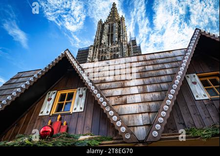 Ulm in Baden-Württemberg Straßenszene Ulmer Münster, Weihnachtsmarkt - 20.11.2023 Ulm *** Ulm in Baden Württemberg Street scene Ulm Minster, Christmas Market 20 11 2023 Ulm Credit: Imago/Alamy Live News Foto Stock