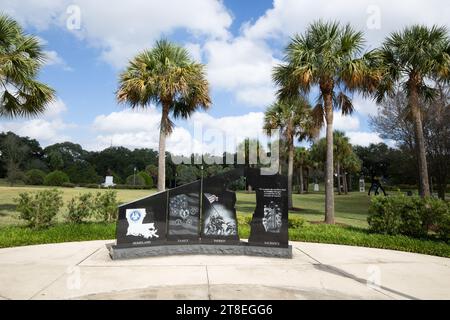 Baton Rouge, USA - 24 ottobre 2023: memoriale al Lousiana Veterans Memorial Park per ricordare i soldati caduti. Foto Stock