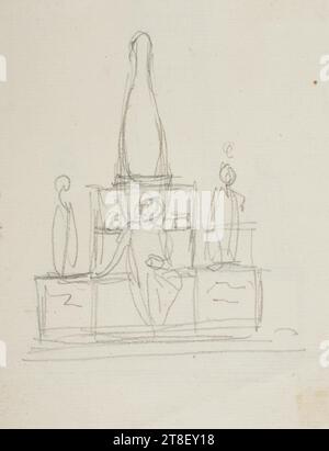 Unknown Sepulchral Monument, Bertel Thorvaldsen, 1770-1844, Drawing, Paper, colore, grafite, disegnato, altezza 137 mm, larghezza 94 mm, artigianato, disegno, europeo, modernità (1800 - 1914 Foto Stock