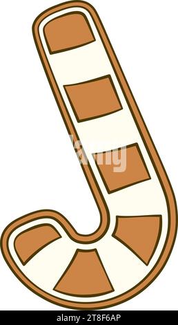 Canna da zucchero di pan di zenzero. Cartone animato. Illustrazione vettoriale Illustrazione Vettoriale