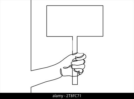 Tracciatura continua a una linea con un cartello di supporto. concetto di illustrazione Illustrazione Vettoriale