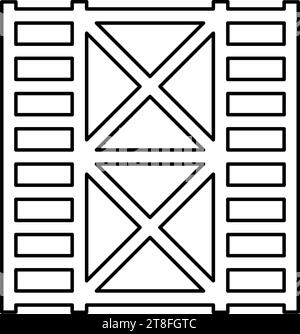 Ponteggi telai prefabbricati pavimenti due profili a 2 profili icona colore nero illustrazione vettoriale immagine sottile stile piatto semplice Illustrazione Vettoriale