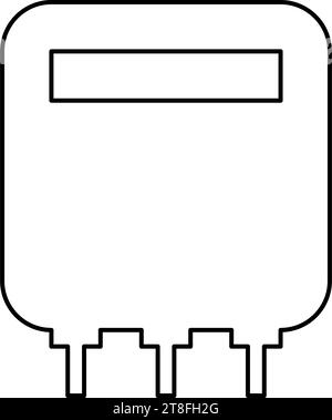 Contatore elettrico domestico l'elettricità conta l'energia misurazione del consumo di energia contorno dell'apparecchiatura icona linea di contorno colore nero immagine vettoriale Illustrazione Vettoriale