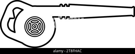 Soffiatore a gas aria attrezzature da giardino spazzatrici a benzina dispositivo esplosione di benzina paesaggio contorno operativo contorno icona colore nero vettore Illustrazione Vettoriale