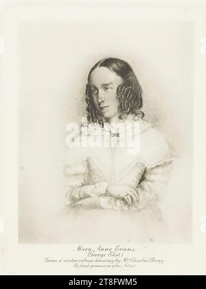 Mary Anne Evans., (George Eliot). Da un disegno ad acquerello della signora Charles Bray, per gentile concessione dell'artista Foto Stock