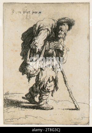 Johannes van Vliet (1628 - 1637 menzionato in giro), Un mendicante gobbo, foglio 3 della serie "Beggars", origine del mezzo di stampa: 1632, incisione incisione e copperplate, dimensioni foglio: 9,4 x 6,6 cm, in alto a sinistra firmato 'JG van vliet jnu Foto Stock