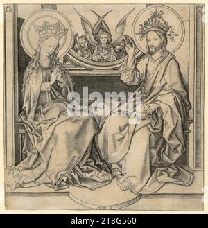 Martin Schongauer (1450 um - 1491), artista, Benedizione di Maria, origine del mezzo di stampa: 1470 - 1480, incisione su copperplate, dimensione foglio: 15,8 x 15,2 cm, centro inferiore monogramma 'M + S Foto Stock