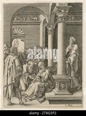 Ludwig Krug (1488, 1490 um - 1532), artista, Adoration of the Magi, media di stampa: 1516, incisione su copperplate, dimensione foglio: 16,5 x 12,7 cm, in alto a destra datata '1516' e monogramma in basso a destra 'L Krug K', verso nota del rivenditore in basso a sinistra con grafite '317, vhf Foto Stock