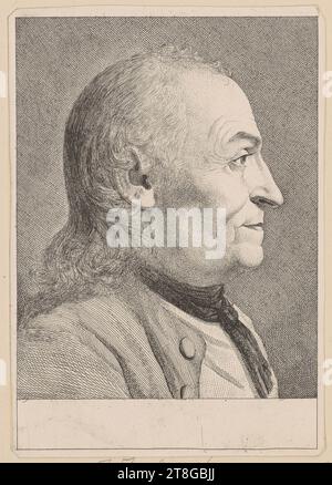 Daniel Nikolaus Chodowiecki (1726 - 1801), artista, Sebaldus am Sterbebett, anonimo (datazione sconosciuta), tedesco, artista Daniel Nikolaus Chodowiecki (1726 - 1801), copia dopo, Kleinjogg, genesi del mezzo di stampa: circa 1776 - circa 1790, incisione su vergé di carta, dimensione foglio: 17,5 x 12,2 cm (tagliato entro il margine della piastra), verso in alto a sinistra e in basso a destra ciascuno un rosso Foto Stock