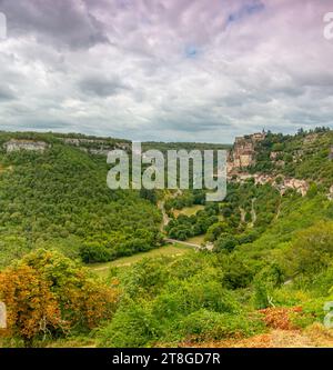 Dordogne Estate 2023 città di Rocamadour e paesaggi abbeyand dell'area circostante Foto Stock