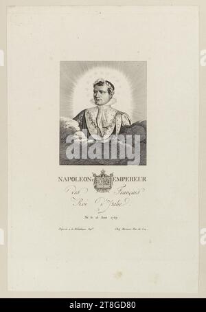 Napoleone i Imperatore, dei francesi, Re d'Italia, nato il 15 agosto 1769, incisore, Martinet, Publisher, in 1804-1814, Stampa, arti grafiche, Stampa, Pointillé (incisione), dimensioni - Opera: altezza: 34 cm, larghezza: 22,7 cm, dimensioni - montaggio:, altezza: 50,3 cm, larghezza: 32,7 cm Foto Stock