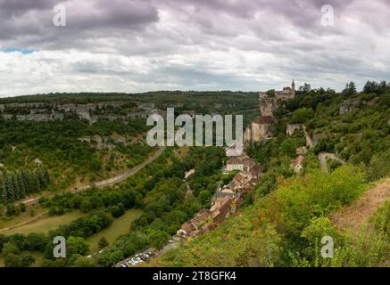 Dordogne Estate 2023 città di Rocamadour e paesaggi abbeyand dell'area circostante Foto Stock