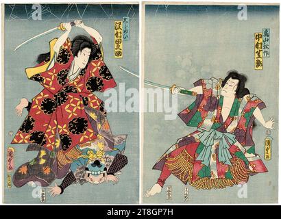 Utagawa Kunisada II - attori Nakamura Shikan IV come Toriyama Shûsaku e Sawamura Tanosuke III come Shiranui. Foto Stock