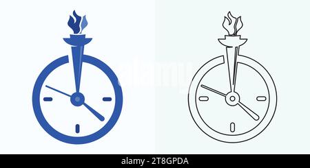 Set di icone lineari ora e orologio. Gestione del tempo. Timer, velocità, allarme, ripristino, Gestione del tempo, calendario e altro ancora. Raccolta dell'ora, dell'orologio, Illustrazione Vettoriale