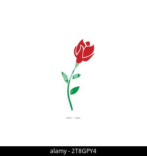 Rose rosse disegnate a mano, linee nere silhouette a infiorescenza con fiori di rosa isolate su sfondo bianco. Collezione di rose icona. Doodle vettoriale Illustrazione Vettoriale