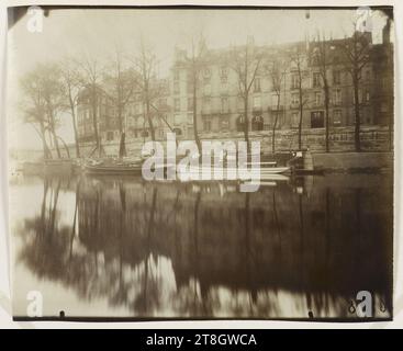 Le case di Île Saint-Louis, viste dal Quai des Célestins, 4° arrondissement, Parigi, Atget, Eugène (Jean Eugène Auguste Atget), fotografo, fotografia, arti grafiche, stampa di albumi, dimensioni - lavoro: altezza: 17,9 cm, larghezza: 21,7 cm Foto Stock