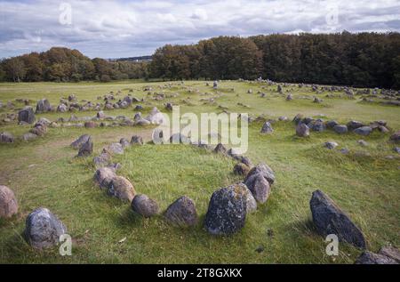 Luogo di sepoltura vichingo a Lindholm Hoje, Aalborg, Danimarca Foto Stock