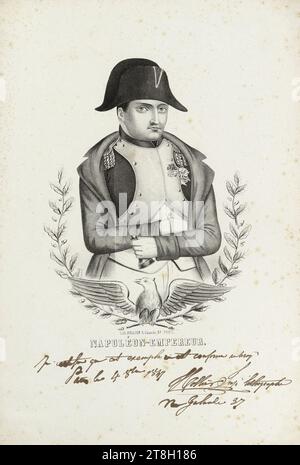 Napoleone-Emperor, disegnatore-litografo, Hollier, Antoine Grégoire, stampatore-litografo, nel 1847, Stampa, arti grafiche, Stampa, litografia, dimensioni - lavoro: altezza: 45,8 cm, larghezza: 31 cm, dimensioni - montaggio:, altezza: 49 cm, larghezza: 32 cm Foto Stock