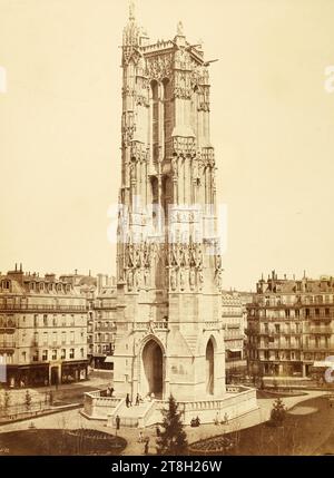 Parigi, la Tour St Jacques, Baldus, Edouard, fotografo, tra il 1856 e il 1860, seconda metà del XIX secolo, casa di Victor Hugo - Hauteville House, fotografia, fotografia, stampa di albumi, Parigi, dimensioni - lavoro: altezza: 44,5 cm, larghezza: 33 cm, dimensioni - supporto anticato:, altezza: 62 cm, larghezza: 47 cm Foto Stock