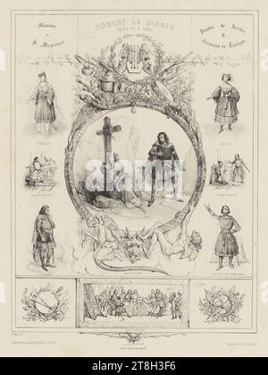 Robert le Diable, Adam, Victor (Jean-Victor Adam), disegnatore-litografo, Bulla, Joseph, Editore, Delarue, Francesco, Editore, Lemercier, Bénard et Cie, tipografo, matrice, stampe, arti grafiche, stampe, litografia, dimensioni - Opera: altezza: 36,4 cm, larghezza: 26,3 cm Foto Stock