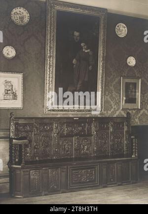 Fotografie delle stanze della casa di Victor Hugo, 1900-1930: Sala da pranzo al secondo piano, fotografo, tra il 1920 e il 1930, 20th Century, Maison de Victor Hugo - Hauteville House, Fotografia, Gelatino stampa in bromuro d'argento, Parigi, dimensioni - opera: Altezza: 22,7 cm, larghezza: 16,5 cm, dimensioni - montaggio originale:, altezza: 38,8 cm, larghezza: 29,2 cm Foto Stock