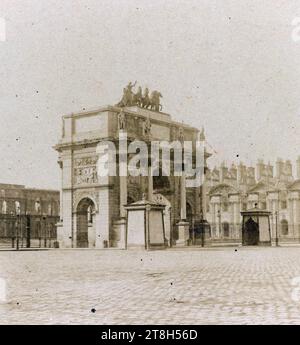 Arc de triomphe du Carrousel, 1er arrondissement, Parigi, fotografo, XIX-XX secolo, fotografia, arti grafiche, fotografia, stampa in albume, dimensioni - lavoro: altezza: 8,3 cm, larghezza: 7,5 cm Foto Stock