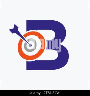Combinazione del logo di destinazione con freccia B con simbolo di destinazione arco Illustrazione Vettoriale