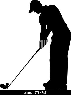 Silhouette giocatore di golf. Illustrazione vettoriale Illustrazione Vettoriale