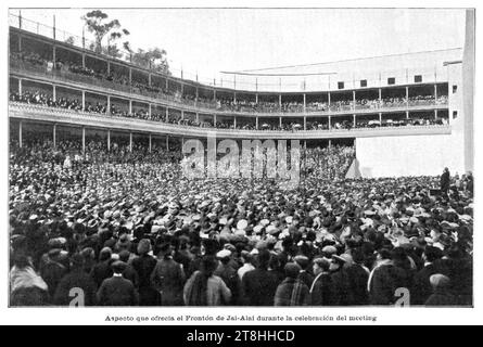 Valencia, aspecto que ofrecía el Frontón Jai-Alai durante la celebración del Meeting, de Barberá Masip. Foto Stock