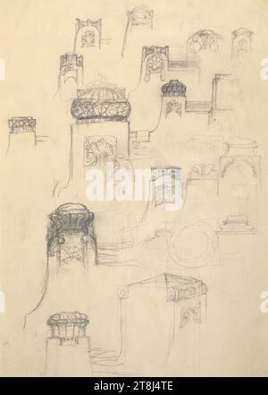 Studi di architettura, Rudolf Weyr, Vienna 1847 - 1914 Vienna, disegno, 29,3 x 20,3 cm, Austria Foto Stock