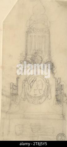 Monumento, Rudolf Weyr, Vienna 1847 - 1914 Vienna, disegno, matita, carta da ricalco, 23 x 10,9 cm, Austria Foto Stock