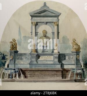 Foglio di schizzo: Monumento, Rudolf Weyr, Vienna 1847 - 1914 Vienna, disegno, matita, secondo Cahier: 62,5 x 58,5 cm, Austria Foto Stock