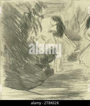 Due ballerini dietro le quinte, Edgar Degas, Parigi 1834 - 1917 Parigi, 1879-80, stampa, drypoint; II Di II, PG 11,4 x 10 cm; BG 25 x 19 cm Foto Stock