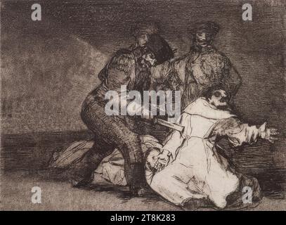 Los Desastres de la Guerra: Esto va malo - This is Bad, Los Desastres de la Guerra, Francisco José de Goya y Lucientes, Fuendetodos, Aragón 1746 - 1828 Bordeaux, 1812-1815, 1a edizione 1863, stampa, incisione, acquatinta, piatto: 15,5 x 20,3 cm, r.o. '46'; l.u. '53'; M.u. 'sto va malo Foto Stock