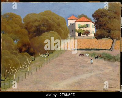 Vallotton - Paysage, la maison au toit rouge, 1924, RF 1977 345 , LUX 1753. Foto Stock