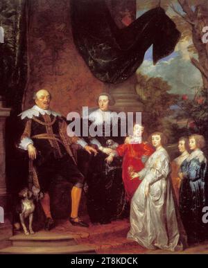 Van Dyck - Ritratto di Giovanni VIII "il giovane", conte di Nassau-Siegen con la sua famiglia, 1634 gedateerd. Foto Stock