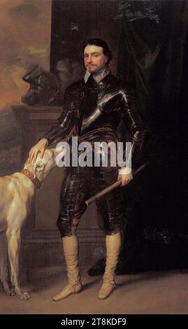 Van Dyck - Ritratto di Thomas Wentworth, i conte di Strafford (1593-1641) con il suo cane irlandese, ca. 1636. Foto Stock