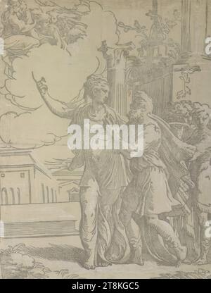 Augusto e la Sibilla Tiburtina, Antonio da Trento, Italia, intorno al 1500 - 1550, intorno al 1529/1530, stampa, xilografia Foto Stock