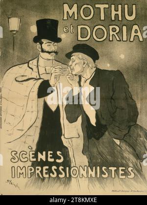 MOTHU e DORIA; SCÈNES IMPRESSIONNISTES, Théophile Alexandre Steinlen, Losanna 1859 - 1923 Parigi, 1893, stampa, litografia a colori, foglio: 122,0 cm x 91,0 cm, destra. Timbro, Sagot Foto Stock